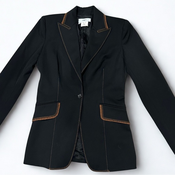 Vintage Jackets & Blazers - Vintage Tailored Black Blazer Size S Made in France French Chic Quiet Luxury EUC